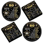 50 Pcs Black Gold 80TH Birthday Party Paper Plates And Napkins Back 1946 D... New. Price: $19.74.
