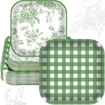 100 Pcs Green Flower Paper Plates Set, 7 9 Sage Chinoiserie Gingh... New. Price: $24.09.