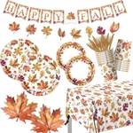 Guzbewu Fall Leaves Paper Plates Napkins Set 142PCS Orange White Autumn New. Price: $16.88.