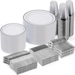 Goodluck 600 Piece Disposable Silver Plates For 100 Guests, Plastic Dinnerwar... New. Price: $97.02.