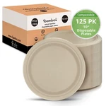 Ibambo Bamboo Disposable Paper Plates - 10 Inch, 125 Pack, Compostable New. Price: $32.97.