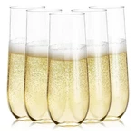 Prestee 24 Plastic Champagne Flutes - 9OZ Heavy Duty Stemless Glass... New. Price: $34.37.