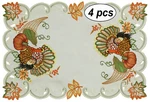 Creative Linens Fall Thanksgiving Turkey Placemats Table Cloth Runner Ivory New. Price: $23.99.