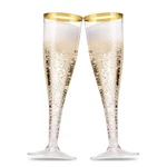 Munfix 100 Pack Gold Plastic Champagne Flutes, 5 Oz, Clear - Rim New. Price: $42.29.