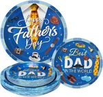 24 Pcs Happy Father's Day Plates Set - Blue Best Dad Paper Plate, Disposable New. Price: $15.21.