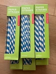 300 Kikkerland Blue White Biodegradable Paper Straws Striped Party New. Price: $14.99.