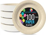 Party Essentials: 7" Ivory Paper Plates - 100 Pack Heavy Duty Disposable 350 Gsm New. Price: $37.18.