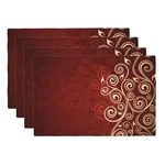 Vigginer Burgundy Placemats Set Of 4 Linen Washable Red Floral Swirls Ivy Image New. Price: $24.38.