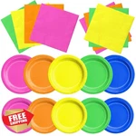 Cmusko Glow Dark Neon Plates Napkins 60PC Party Supplies Birthday 80S Theme New. Price: $53.99.