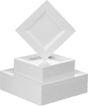 Bloomingoods Pcs Disposable Plastic White Square Plates, 100-PACK 6.5 & New. Price: $54.99.
