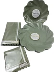 (4) Sophistiplate Sage Green Eco Friendly Bamboo Fiber + Napkins, Party New. Price: $19.54.