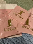 Girl Pink & Gold 1ST Birthday Large Square Napkins Tablecloth New Pkg!. Price: $10.00.