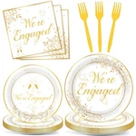 96PCS Happy Engagement Party Supplies Paper Plates Napkins We're New. Price: $22.96.