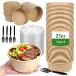 Retainbre 50 Pack 25 Paper Bowls Disposable Soup With Oz, Brown New. Price: $38.76.