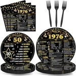 Chunnin 96PCS 50TH Birthday Plates And Napkins Back 1976 Party Decorations... New. Price: $27.34.