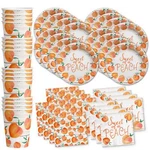 Sweet As Peach Party Supplies Set Plates Napkins Cups Tableware Kit For 16 New. Price: $27.35.