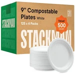 100% Compostable Paper Plates 9 Inch 500 Count Heavy-duty Dinner N... New. Price: $109.68.