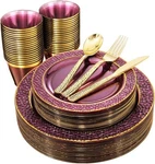 Nervure 150PCS Clear Purple Plastic Plates - Gold Party New. Price: $68.99.