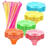 Qinsihwn 200 Pcs Colorful Snow Cone Cups With Spoon Straws,flower Shaped Ice New. Price: $28.40.