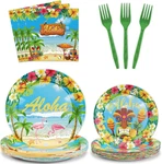 Tevxj 96PCS Hawaiian Aloha Tableware Set Luau Tropical Dinnerware Disposable Pla New. Price: $24.95.