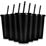 Hooqict 7 Sets Reusable Cups With Lids And Straws Plastic 24OZ, Black New. Price: $24.18.