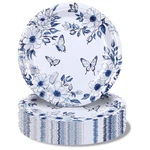 Pandecor 50 Blue White Floral Disposable Paper Plates 7IN Butterfly Theme New. Price: $13.44.