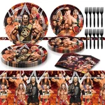 Wrestling Birthday Party Tableware Set Tablecloth Plates Napkins Forks Prop New. Price: $35.02.