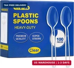 100 Count Clear Plastic Heavy Duty, Premium Disposable Spoons, Durable New. Price: $24.98.