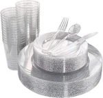 Wdf 150PCS Silver Plastic Plates Disposable - Winter Wonderland Party Decoration Open. Price: $7.99.
