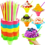 Haawooky 200PCS 8OZ Colorful Flower Shaped Snow Cone Cups With Spoon Straws,plas New. Price: $30.79.