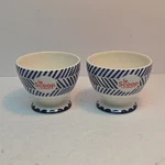 Rak Porcelain Footed Bowl Set Blue White Chevron Round Of 2 Used. Price: $32.95.