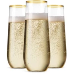Munfix 48 Pack Stemless Plastic Champagne Flutes Disposable 9 Oz Gold Rim Cle.... Price: $50.10.