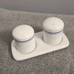 Vtg Tradex Northwest Airlines Mini Salt & Pepper Set Tray Porcelain Blue Stripes Used. Price: $9.99.
