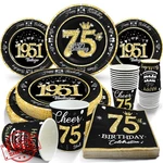 Algpty 75TH Birthday Decorations Black Gold 1951 Plates Napkins Cups (30 Serv) New. Price: $44.99.