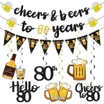 Black Gold 80TH Birthday Decorations For Women, Glitter Pre-strung Cheers... New. Price: $21.07.