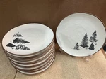 Joann Place & Time Pine Tree Mushroom Dinner Plates Ceramic Stoneware Set Of 14 Used. Price: $148.79.