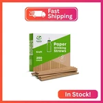Comfy Package 200 Kraft Paper Straws, 100% Biodegradable & Ink-free, New. Price: $12.06.