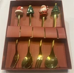 4PCS Christmas Spoon And Fork Set Stainless Steel Creative Tableware Coffee New. Price: $11.99.