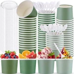 52 Pack 9OZ Ice Cream Paper Cups With Lids And Spoons Bulk Disposable Easter Day New. Price: $40.99.