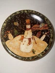 4 Dessert Plates Snowman Holiday Susan Winget Folk Tiny Flakes 8" Boxed New. Price: $16.99.