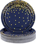 60 Pieces 7 Inches Disposable Paper Plates Navy Blue And Gold New. Price: $25.54.
