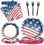 Qyeahkj 100 Pcs 4TH Of July Party Plates And Napkins Tableware Set American Flag New. Price: $29.23.