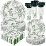 400 Pcs Sage Disposable Tableware Set Greenery Floral Paper Plates Napk... New. Price: $48.32.