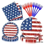 100 Pcs 4TH Of July Patriotic Tableware Set - Disposable American Flag New. Price: $25.75.