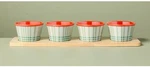 Hearth & Hand Summer Plaid 4 Melamine Mini Bowl Bamboo Wood Tray Serving Set New. Price: $7.73.