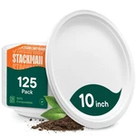 Stack Man 100% Compostable Paper Plates Inch Heavy-duty 125-PACK ... New. Price: $49.40.
