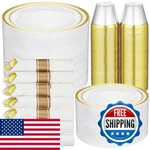 R-kay 350PCS Gold Plastic Dinnerware Set Guest Plates For Party New. Price: $80.67.