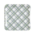 Fun Express Slate Blue & Sage Plaid Disposable Square Paper Dinner Plates - 9 1/ New. Price: $11.64.