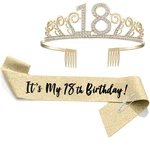 18TH Birthday Silver Sash Rhinestone Tiara Set Girl Party Decoration New. Price: $18.94.