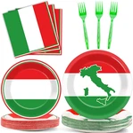 100 Pcs Italian Flag Plates And Napkins Party Supplies Italy Disposable Pap New. Price: $23.99.